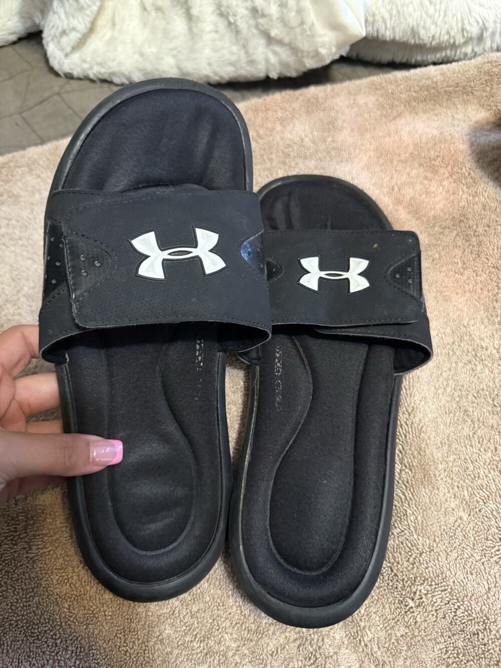 Under Armour Men's Black Slide Sandals Logo Slip-On US 8 UK 7